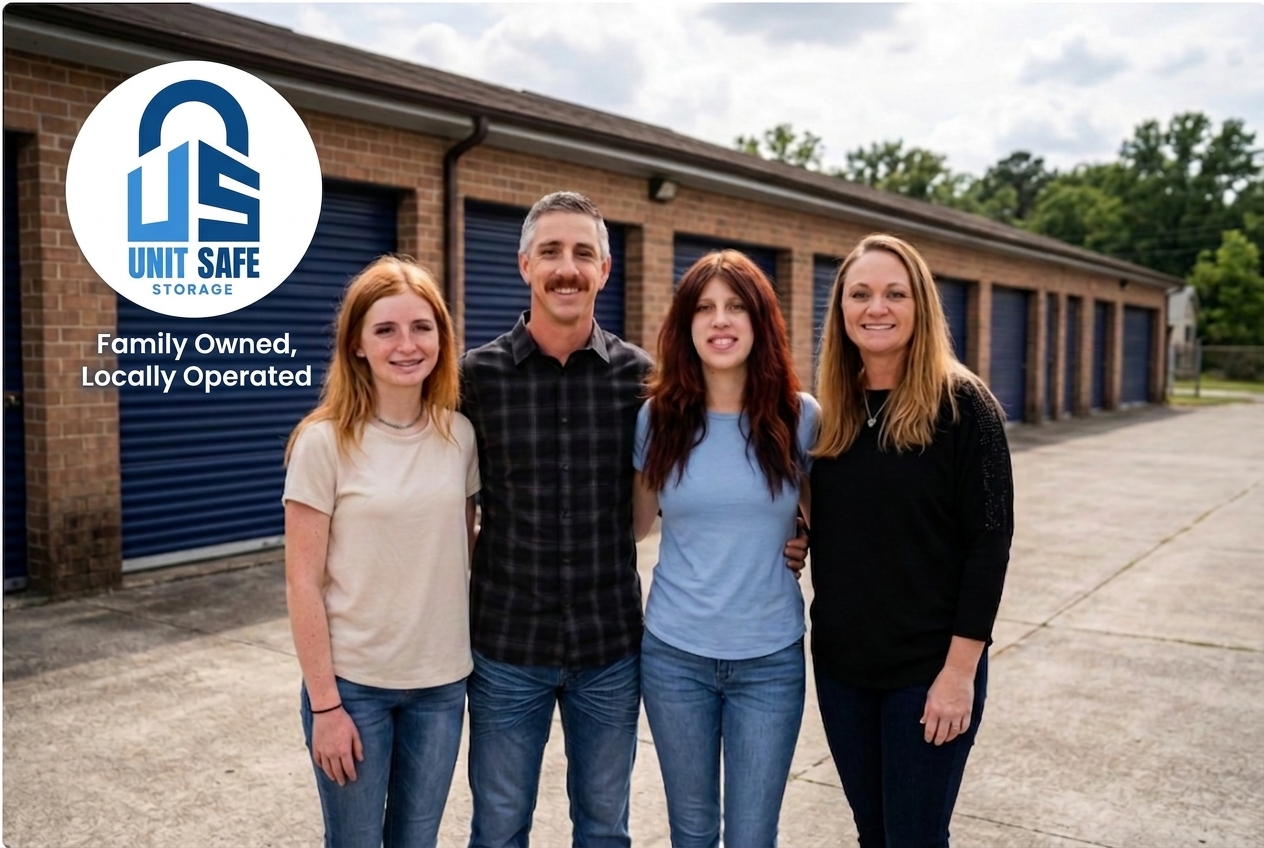 The UnitSafe Storage family in front of one of their facilities